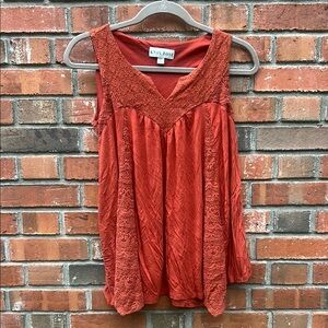 Knox Rose Orange Lace Ruffled Tank Top Size XS